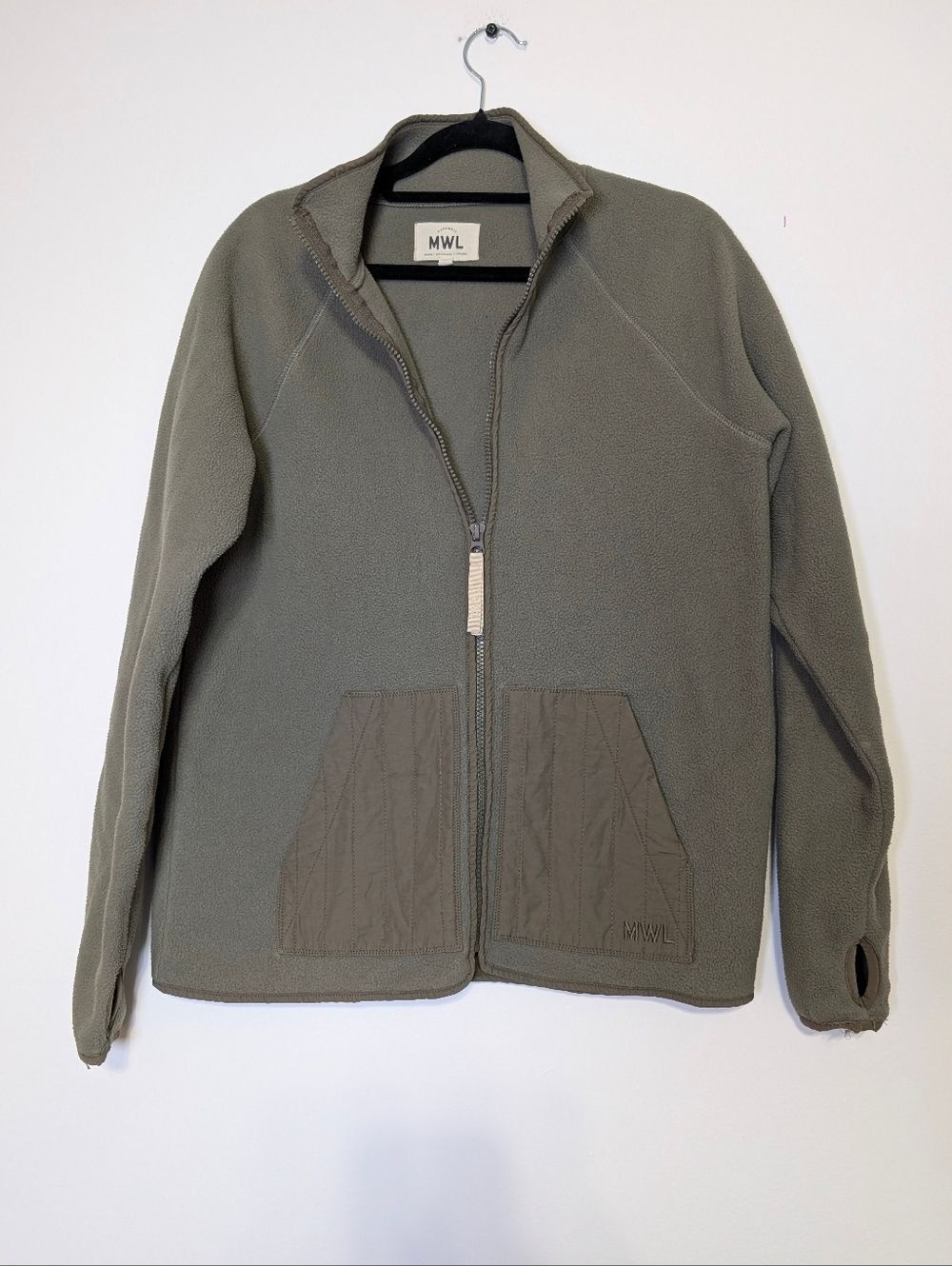 MWL Madewell Betterfleece Zip Quilted-Pocket Jacket XS Pressed Sage Gorpcore - Picture 2 of 9